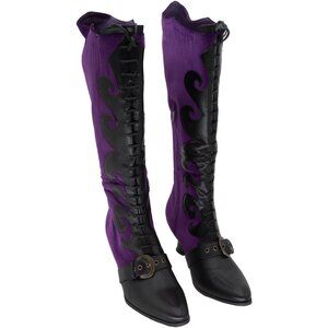 Ellie Shoes Purple and Black Knee-High Heeled Boots